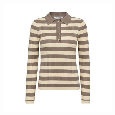 Co&#39;Couture PaleYellow BonnyCC Stripe L/S Polo Knit