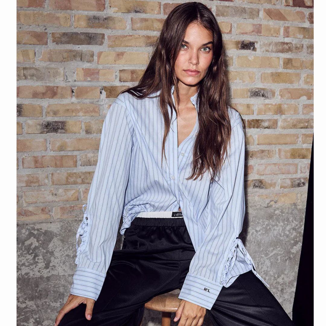 Haute L’Amitié Pale Blue Alvina Tie Stripe Shirt, Maat: XS