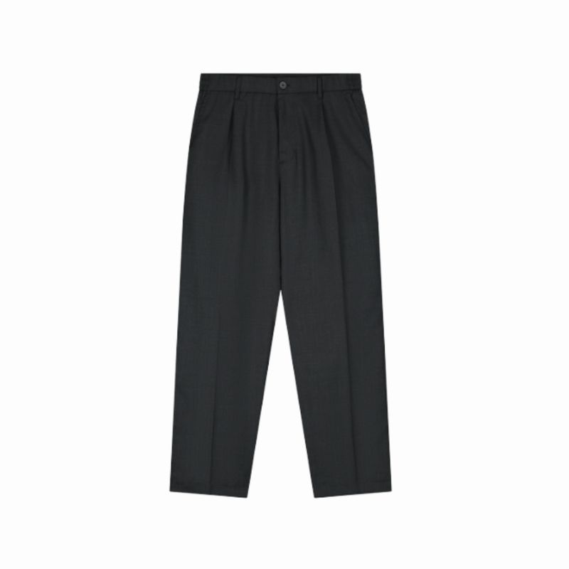 Olaf Charcoal regular wool blend pleated pant