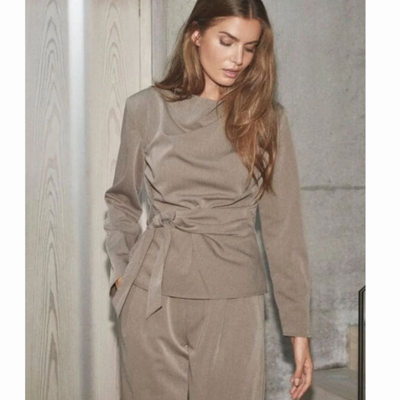 Co'Couture Walnut TengaCC Pleat dames Blouse