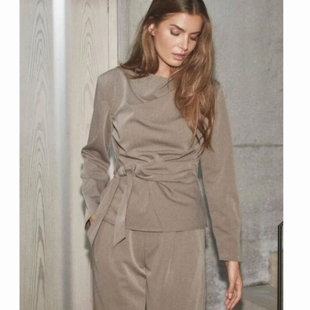 Co'Couture Walnut TengaCC Pleat dames Blouse, Maat: XS