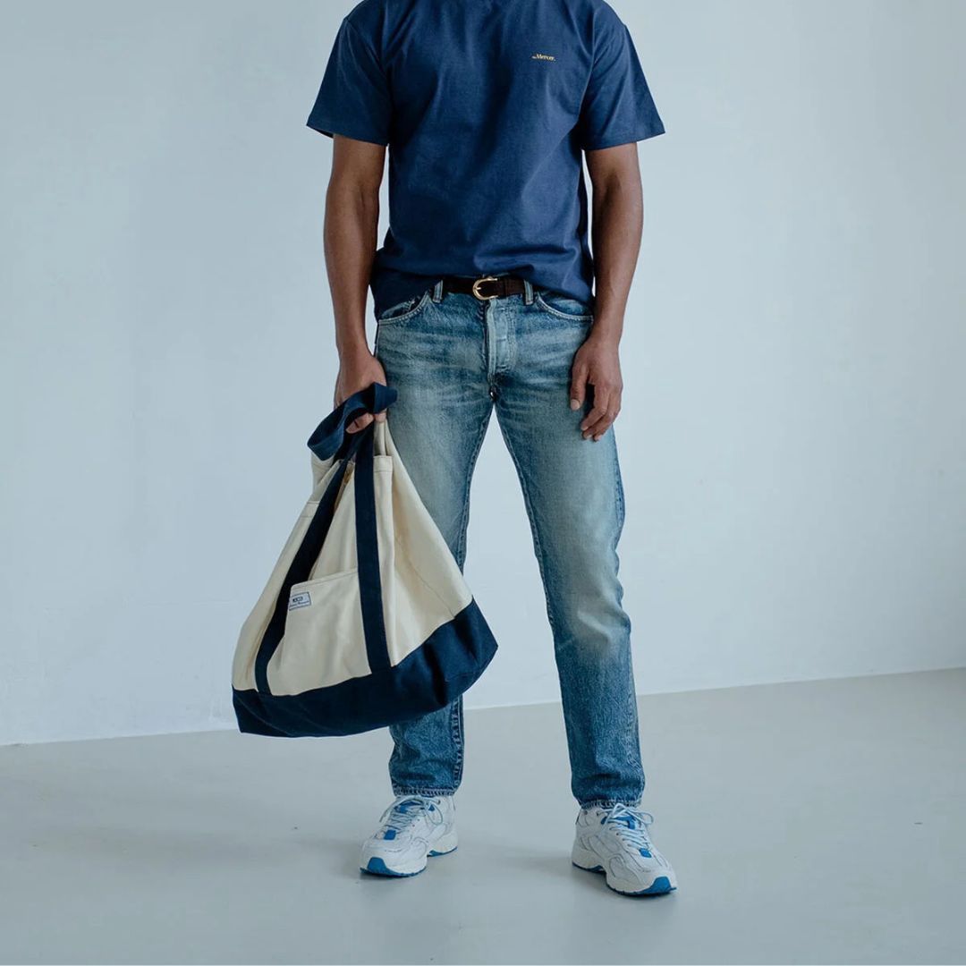 Mercer The Re-Run City wit blauw heren sneaker in de sale