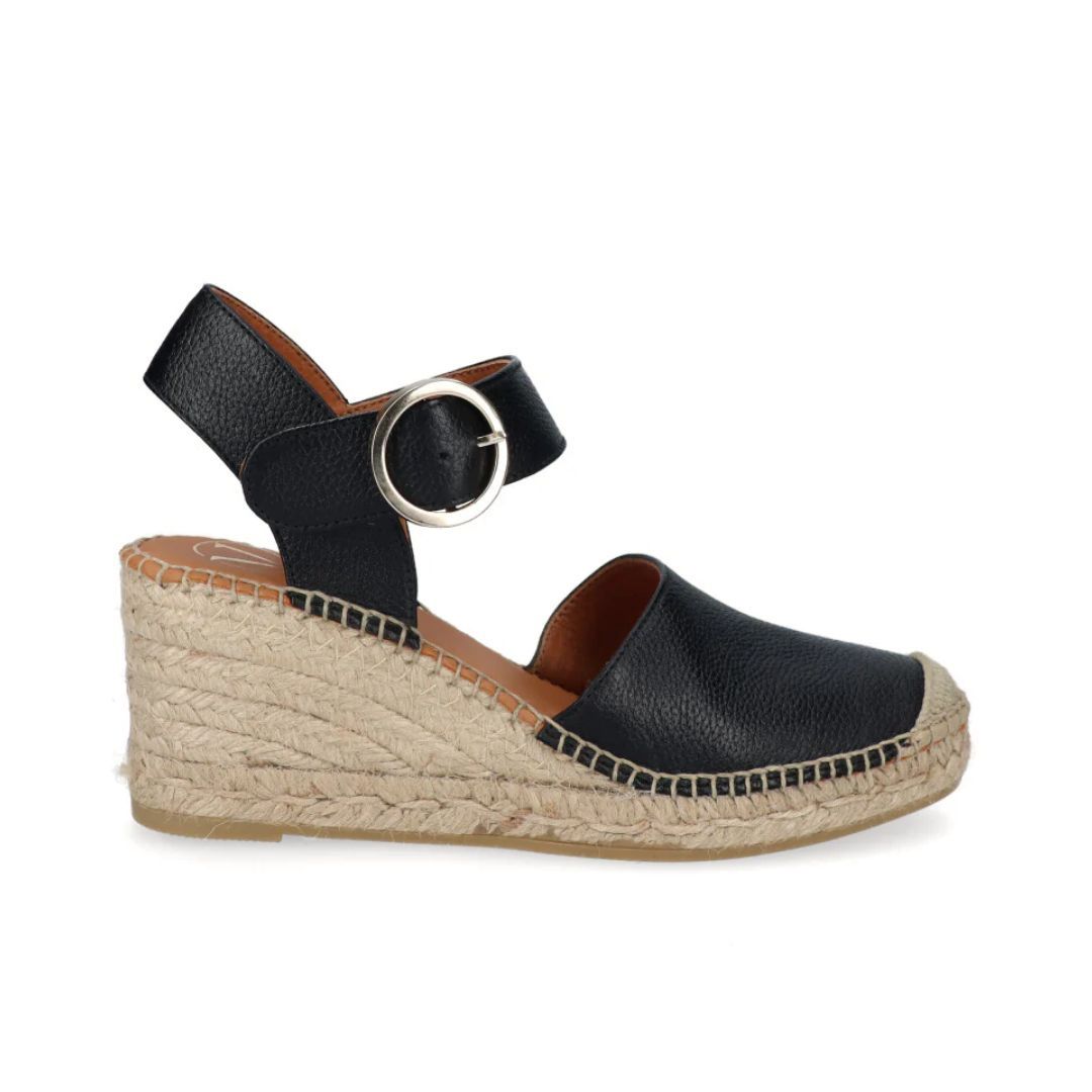 Viguera dames Espadrilles zwart Leer
