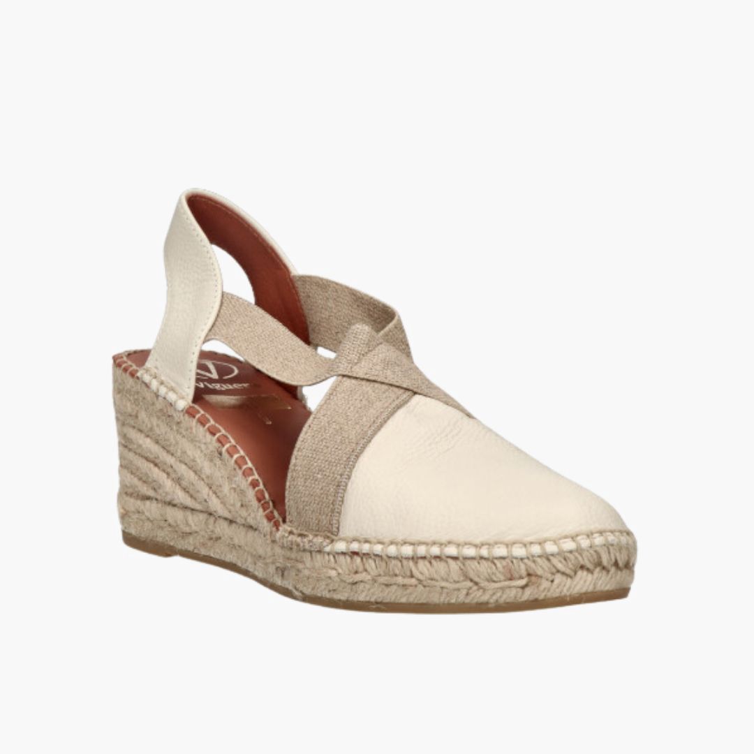 Viguera Espadrilles kruisband beige dames sleehak