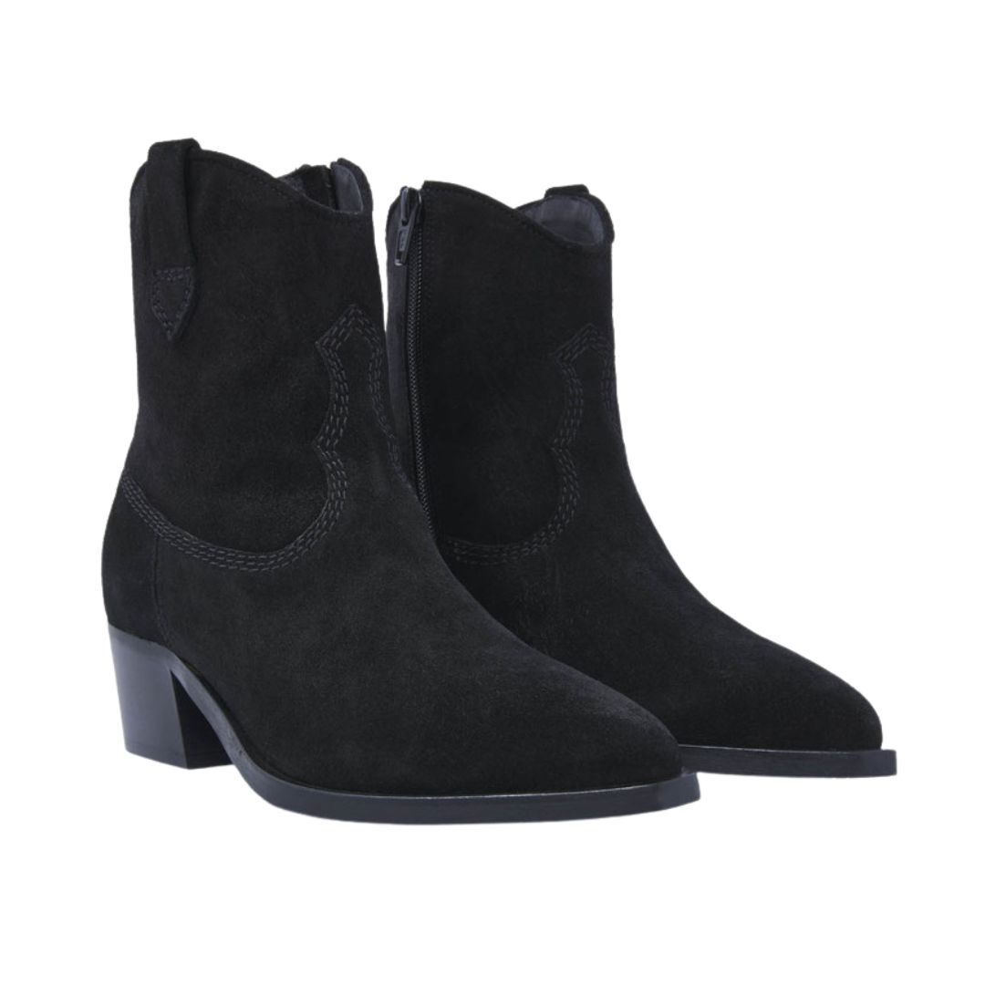 VIA VAI Shelly Blaze Sierra Nero VIA VAI zwart suede Shelly Blaze dames enkellaarsje in de sale