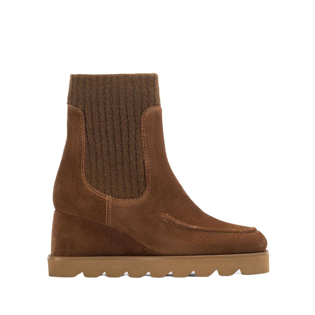 Unisa cognac Leysa sleehak dames enkellaarsje
