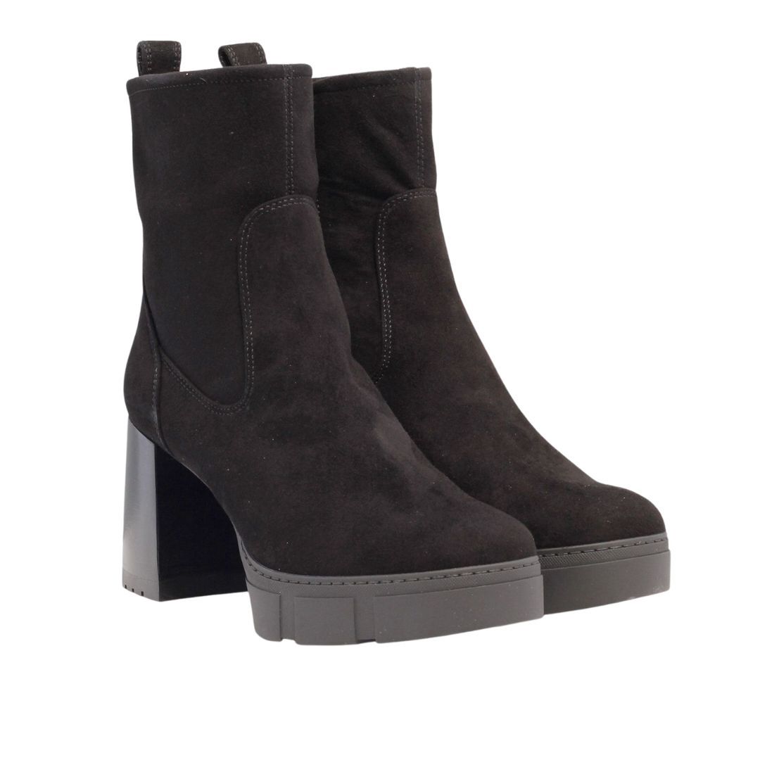 Unisa Kinton-Black Unisa zwart suede Kinton dames enkellaarsje sale