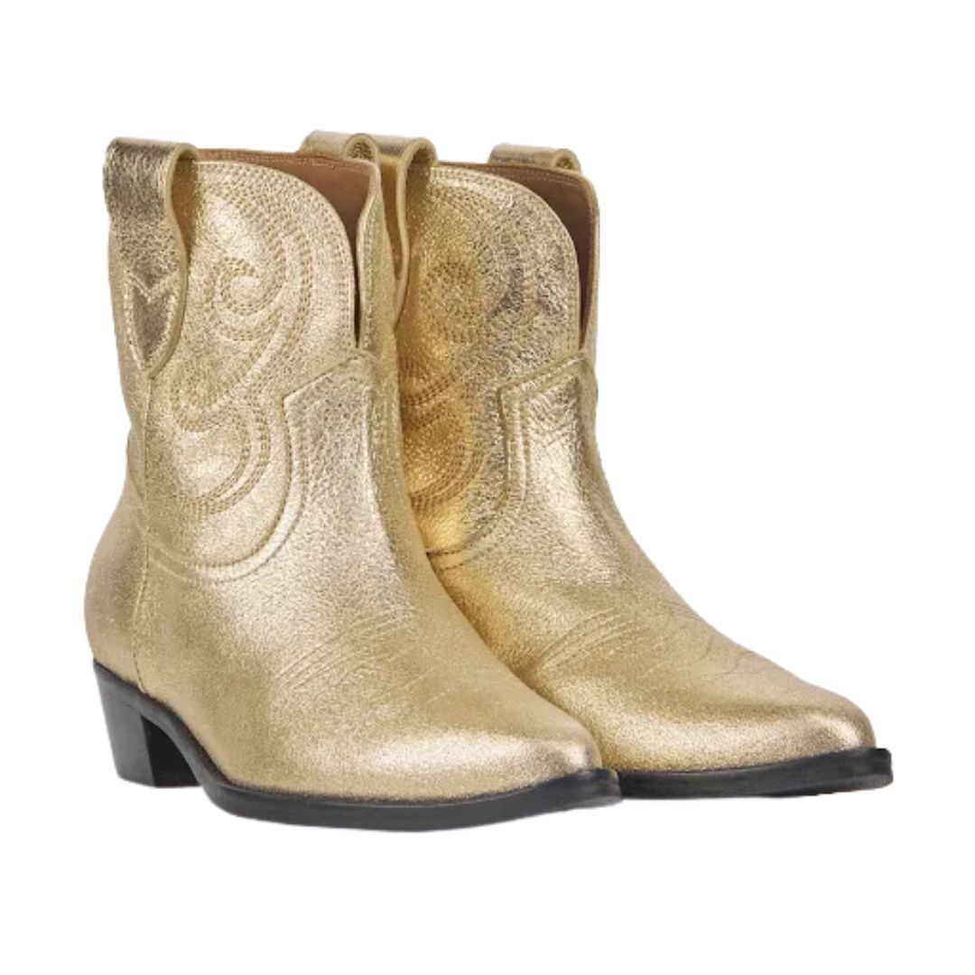 Toral Puja-Metallic Gold Toral Puja Metallic Gold dames enkellaarsje