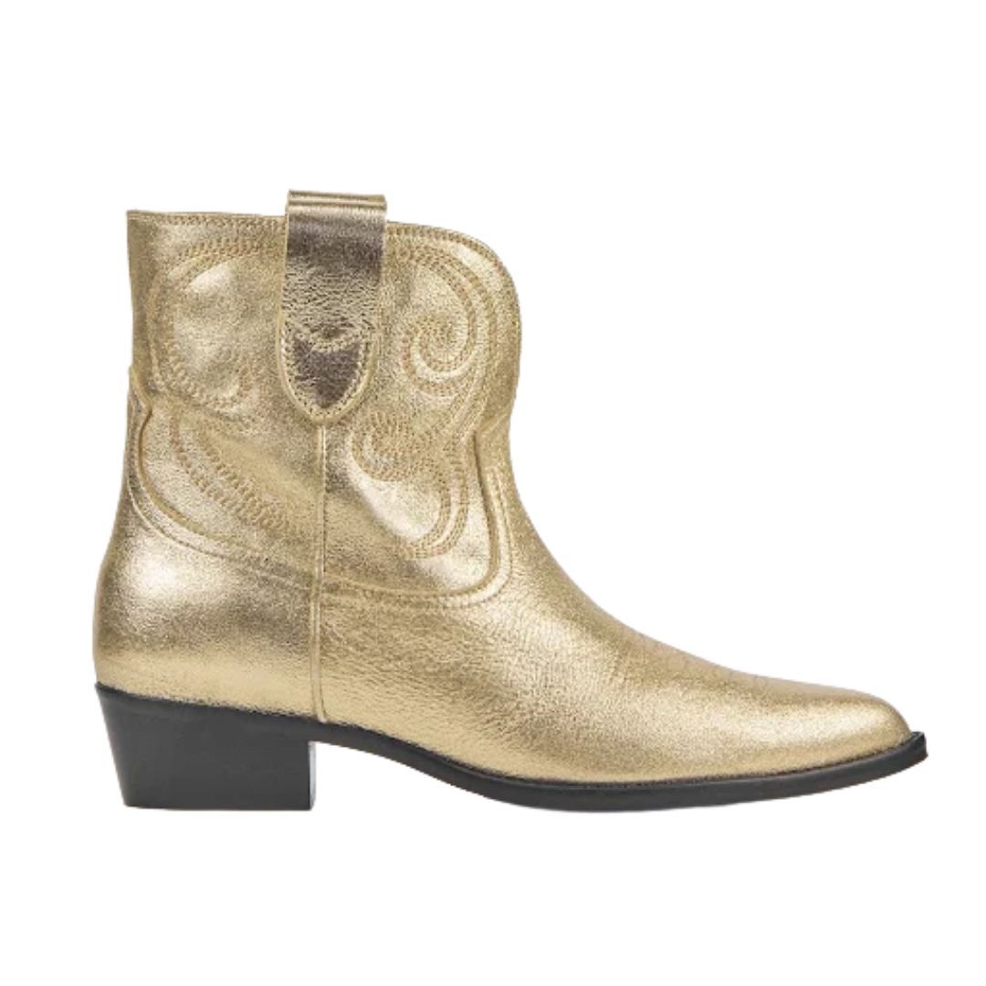 Toral Puja Metallic Gold dames enkellaarsje