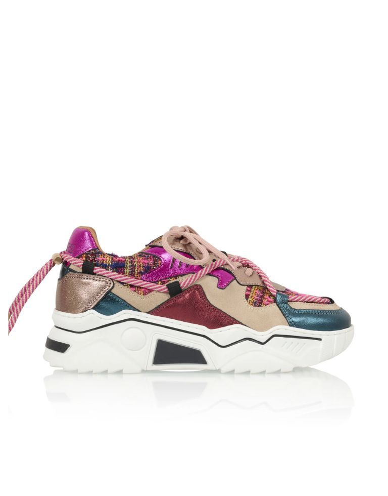 DWRS Jupiter Tweed sneaker Beige Fuchsia