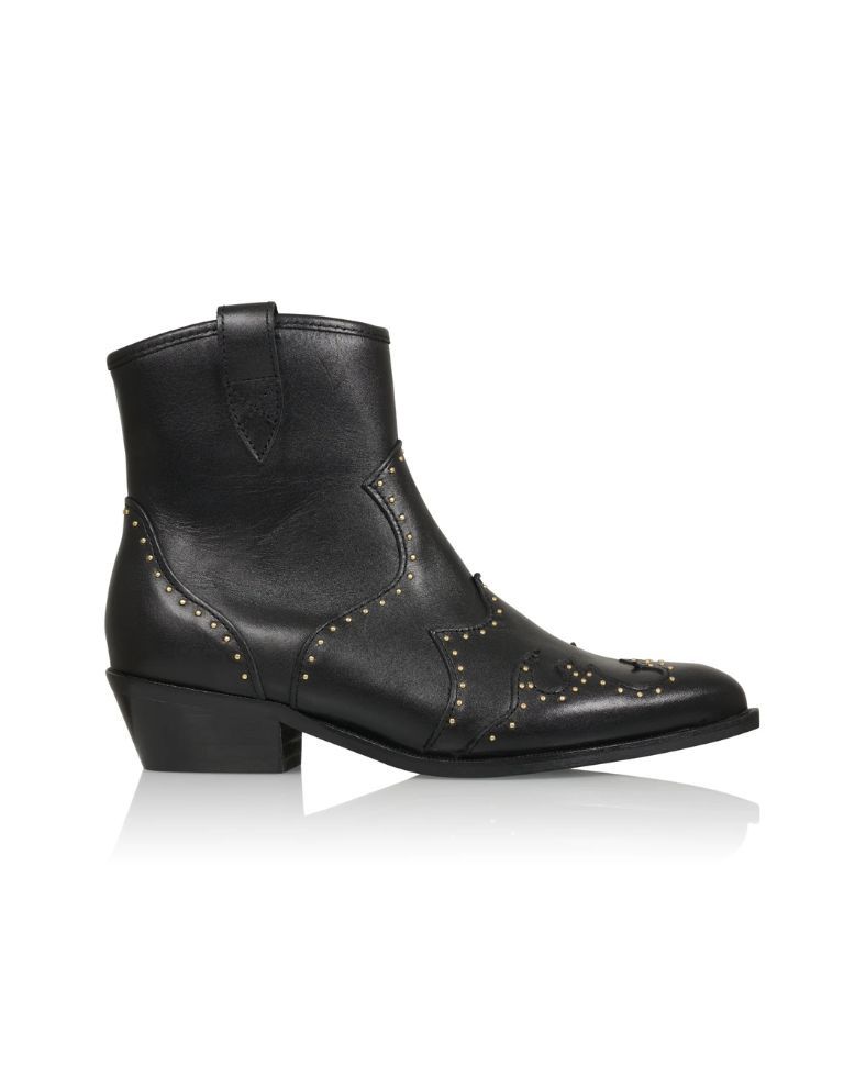 DWRS Lyon Studs zwart leer dames Westernboot