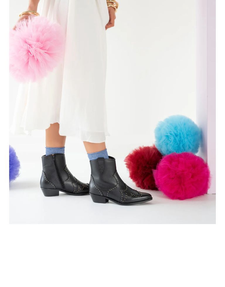 DWRS Lyon Studs zwart leer dames Westernboot