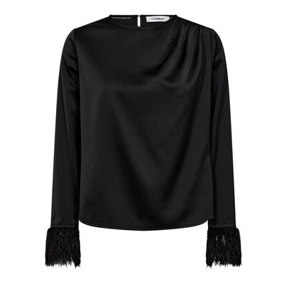 Co'couture AdnaCC Drape Feather Blouse Black
