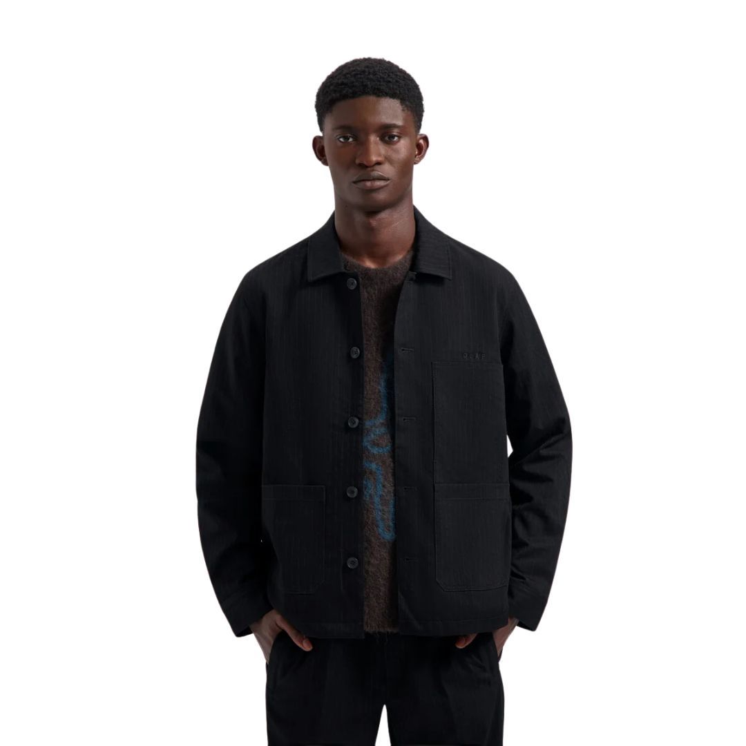 Olaf Pinstripe Workwear Jacket Black