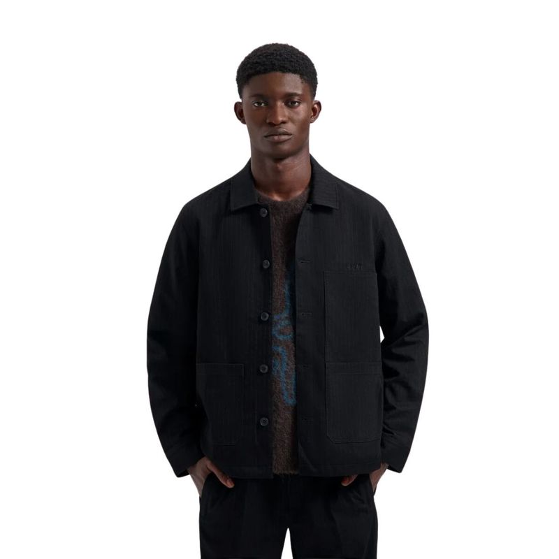 Olaf Pinstripe Workwear Jacket Black