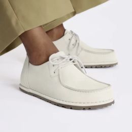 Birkenstock Utti Lace Suede Leather Antique White