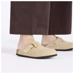 Birkenstock Boston Big Buckle Nubuk Leather Sandcastle