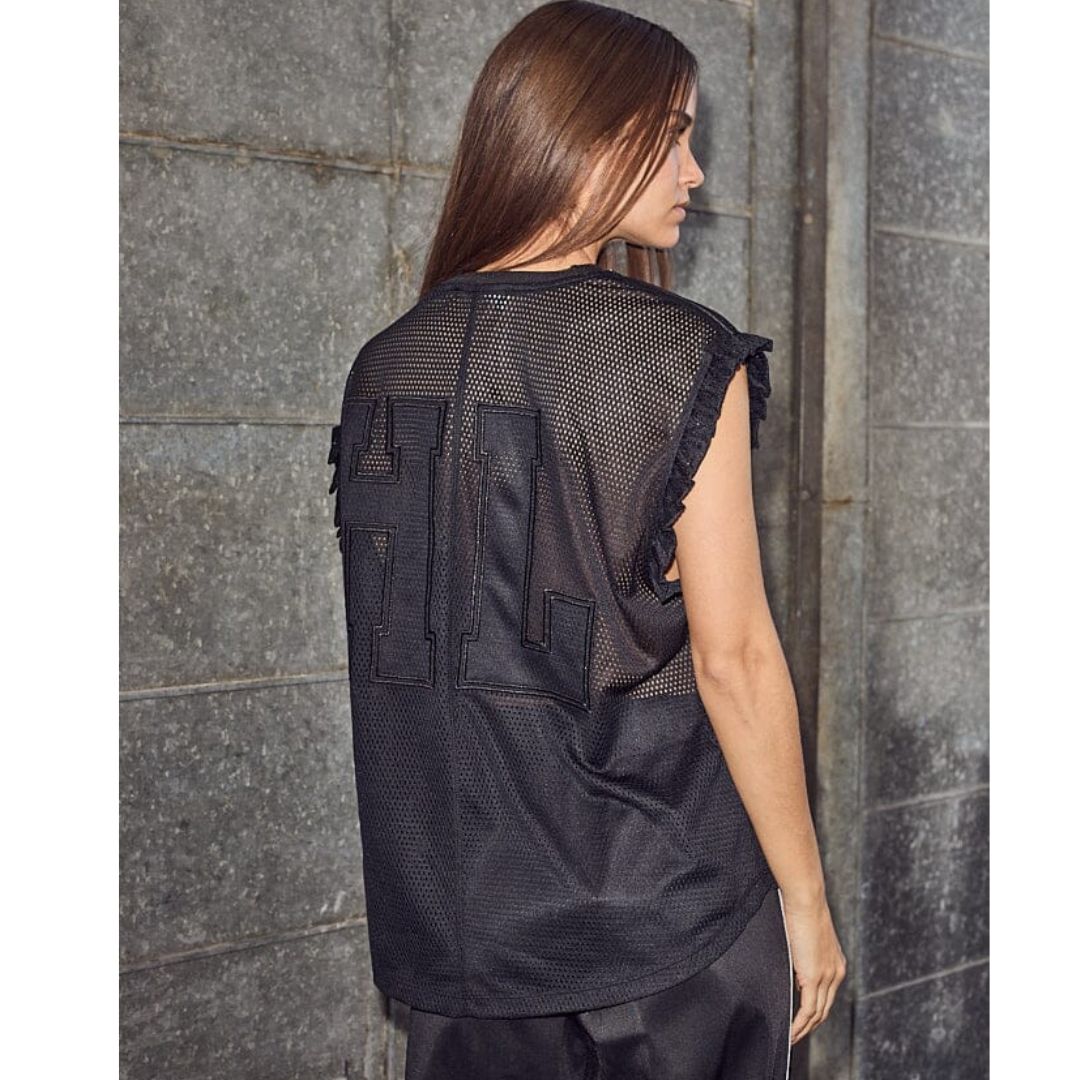 Haute L'Amitié Drift Frill Sports Top Black Haute L'Amitié Drift Frill Sports Top Black
