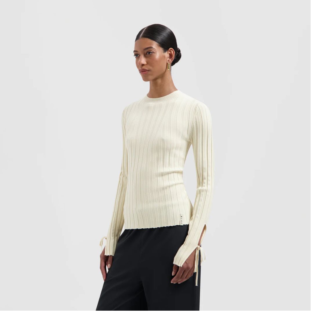Olaf Hussein off white detail dames knit top