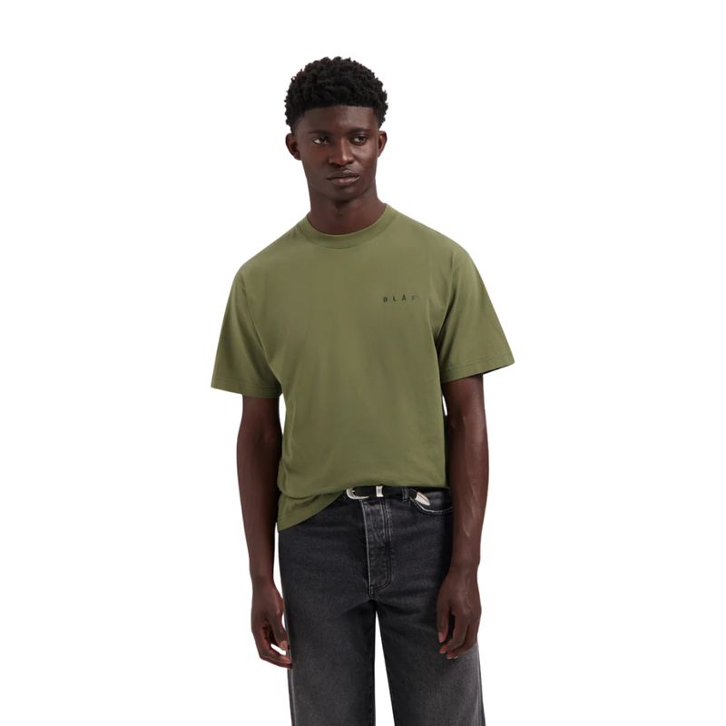 Olaf Hussein Olive Lined heren face tee Olaf Hussein Olive Lined heren face tee