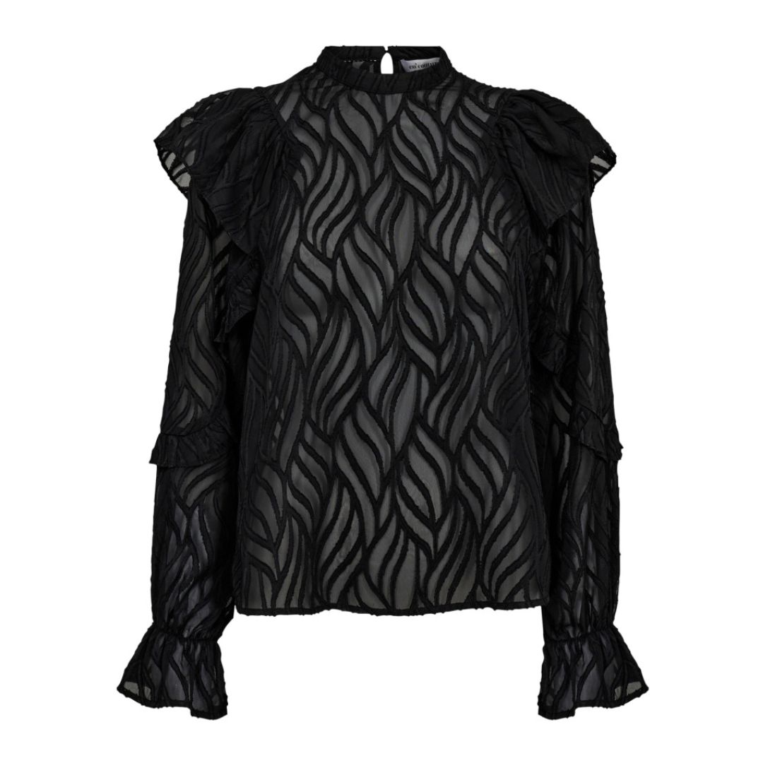 Co'couture zwart RochelleCC frill dames blouse
