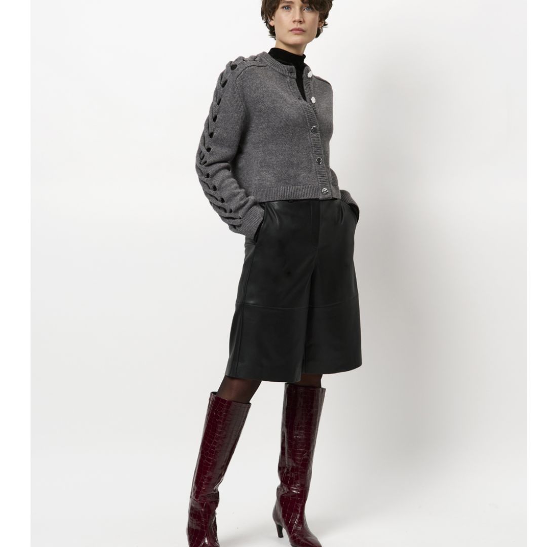 Dante 6 grijs Haby braided dames cardigan Dante 6 grijs Haby braided dames cardigan