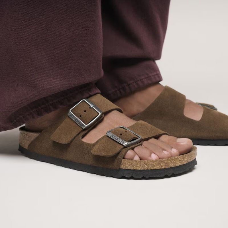 Birkenstock Arizona Soft Footbed Suede Leather Dark Tea Tonal
