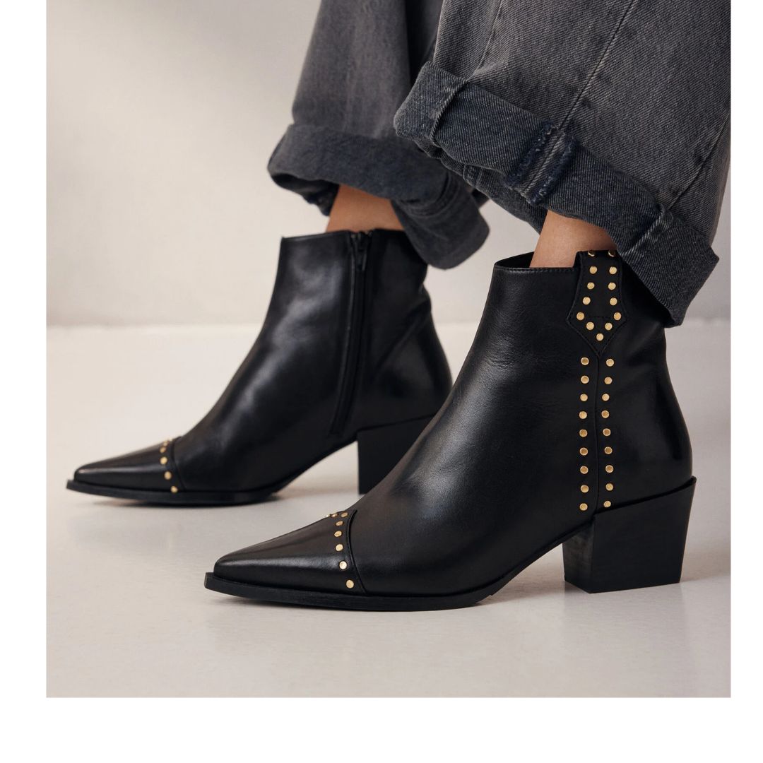 Via Vai zwart studs Kate Brandy dames enkellaarsje