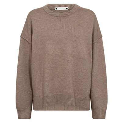 Co’Couture taupe MajaCC Slit O-Neck dames Knit