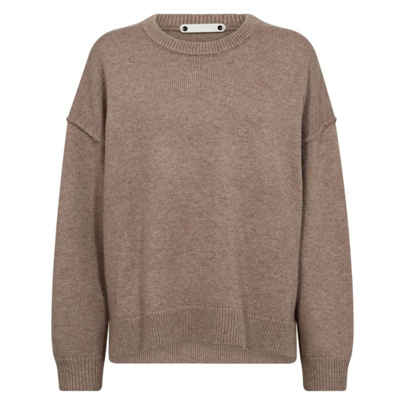 Co’Couture taupe MajaCC Slit O-Neck dames Knit Co’Couture taupe MajaCC Slit O-Neck dames Knit