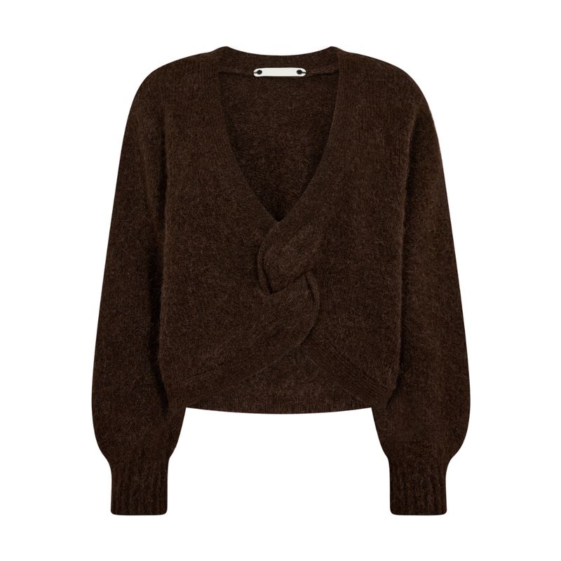 Co’Couture donkerbruin CozyCC twist back dames knit