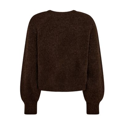 Co’Couture donkerbruin CozyCC twist back dames knit