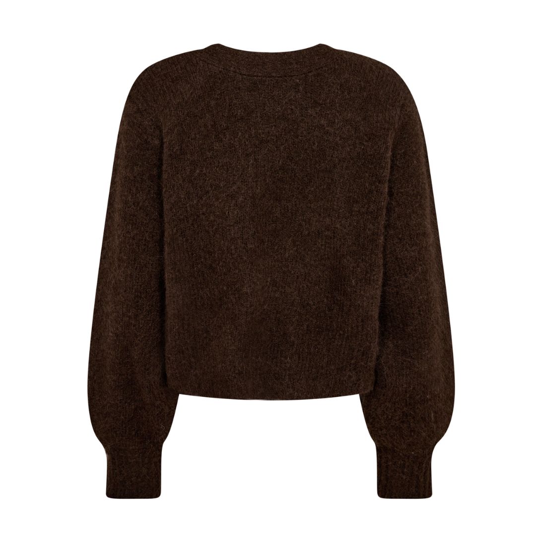 Co’Couture donkerbruin CozyCC twist back dames knit