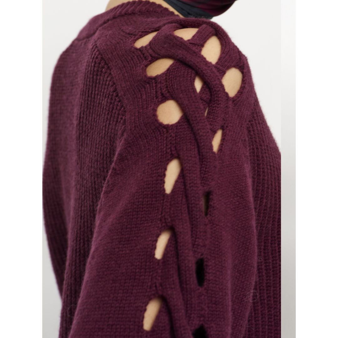 Dante6 bordeaux Palomo braided dames sweater Dante6 bordeaux Palomo braided dames sweater