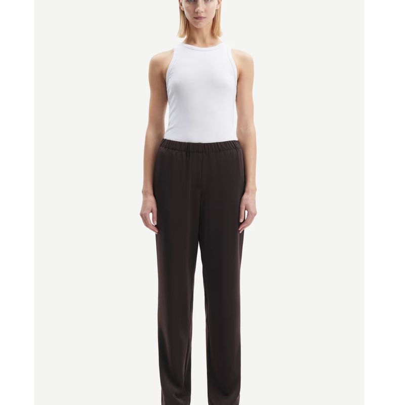 Samsoe Samsoe donkerbruin Hoys dames straight pants