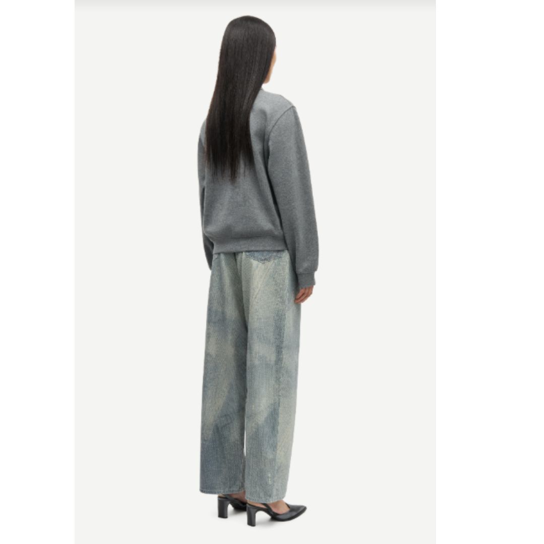 Samsoe Samsoe mid grey melange Sadory ls dames polo 15885 Samsoe Samsoe mid grey melange Sadory ls dames polo 15885