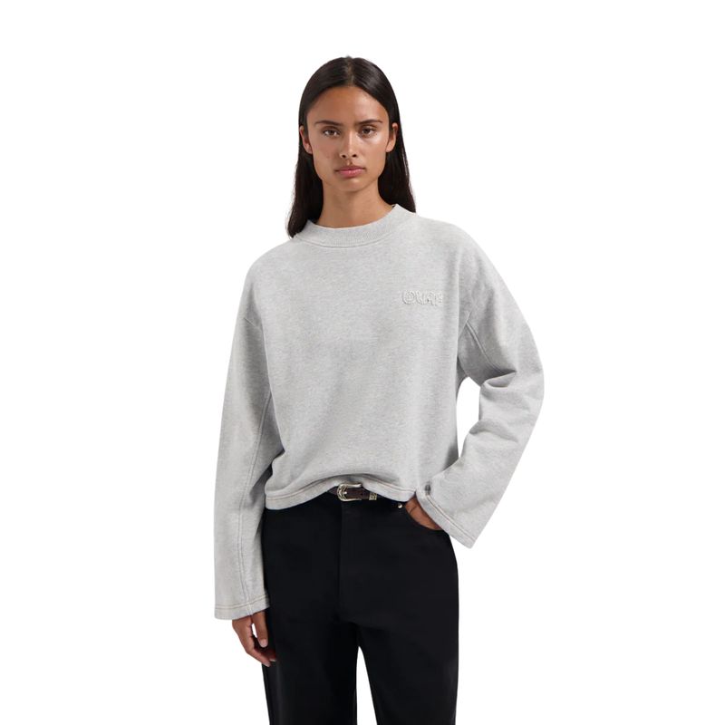 Olaf Heather Grey Contrast Retro Logo dames Crewneck