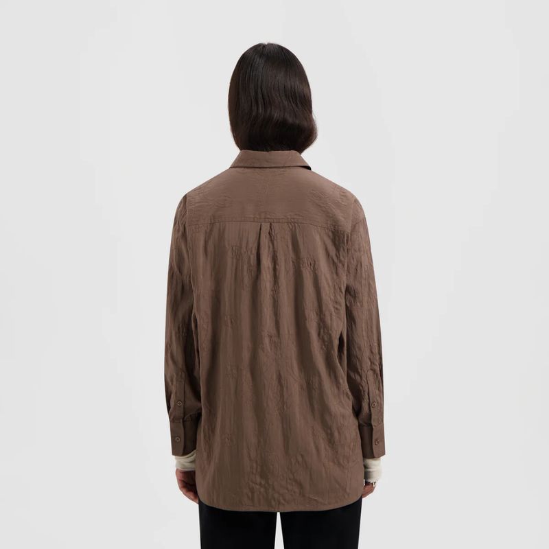 Olaf Taupe Monogram Embro Oversized dames Shirt