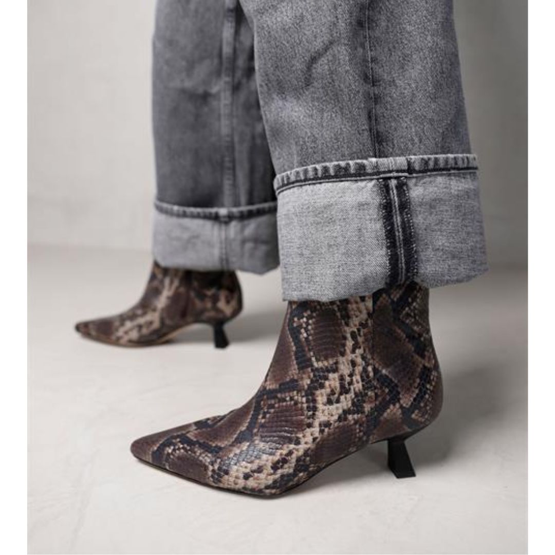 Via Vai donkerbuin Python Suzy Franky dames enkellaarsje