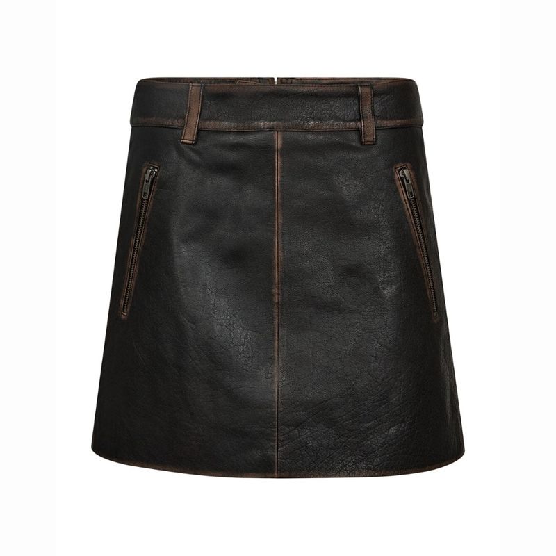 Haute L’Amitié Mocca Used Leather Crop Skirt
