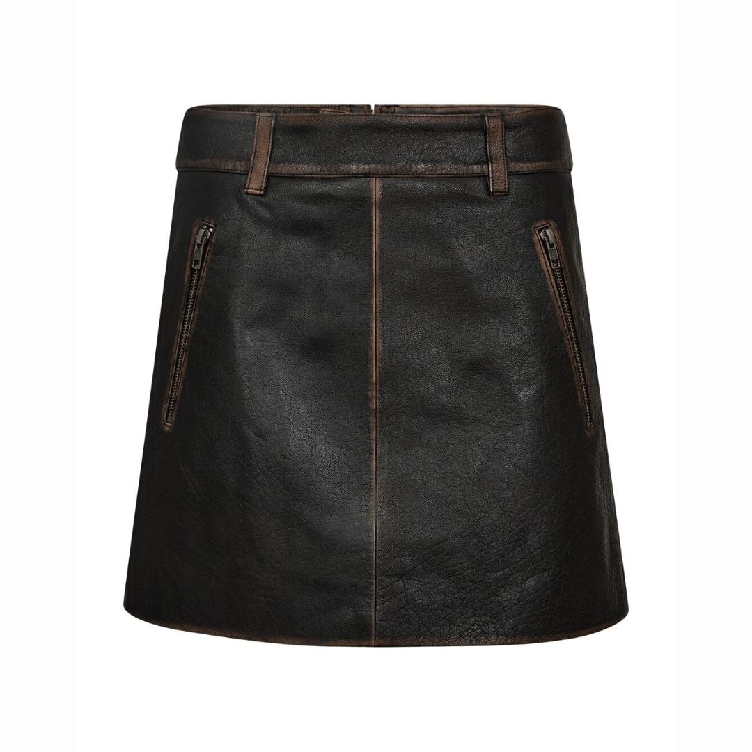 Haute L’Amitié Mocca Used Leather Crop Skirt