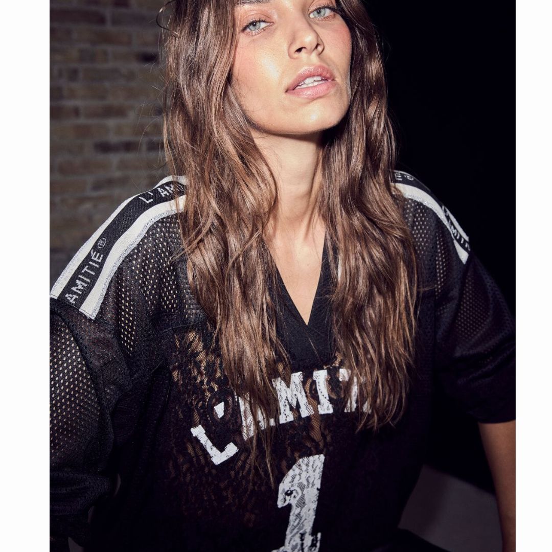 Haute L’Amitié black Lace Football V- Blouse, Maat: XS