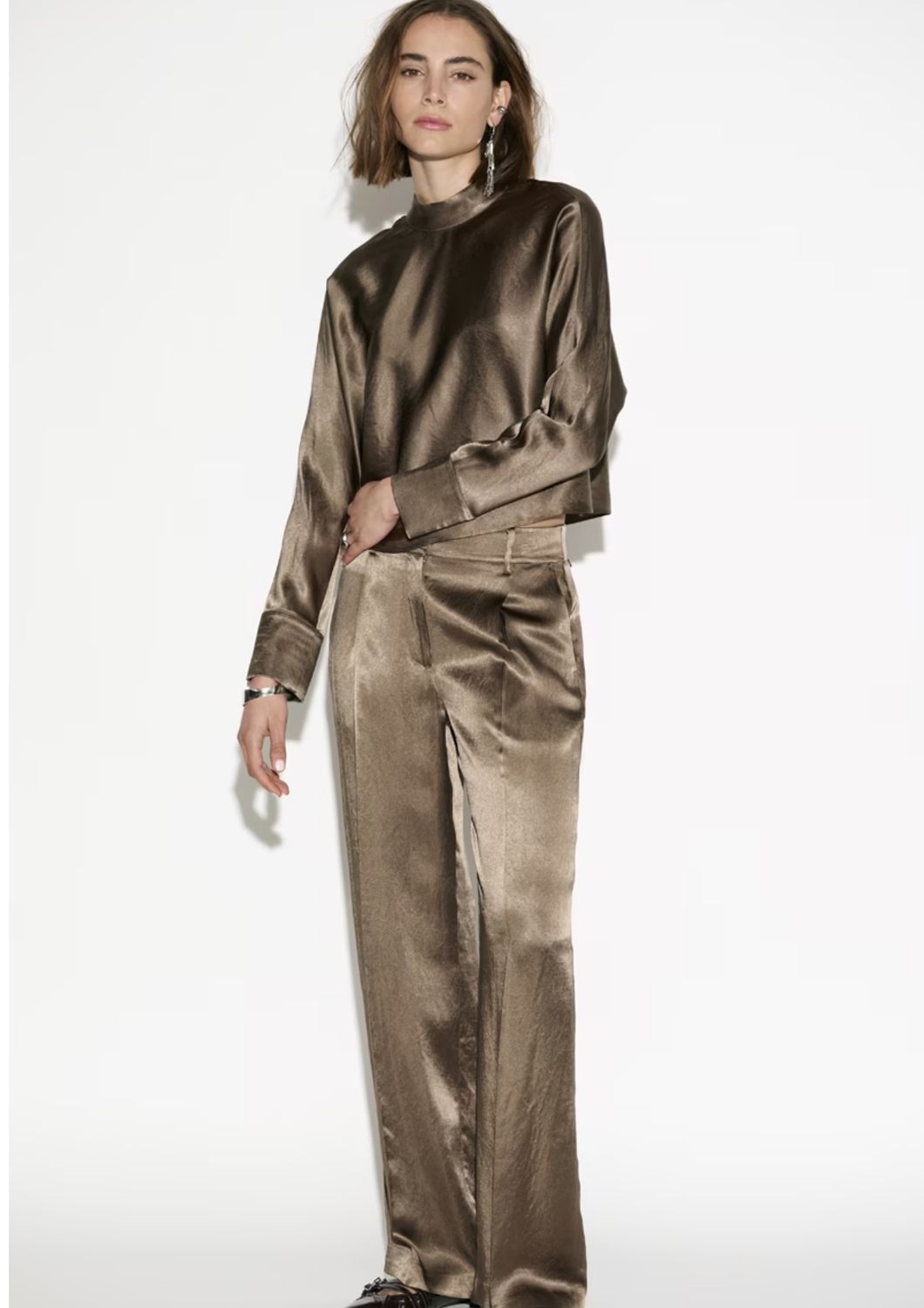 Dante6 Olive Stone Lorelle satin bow top