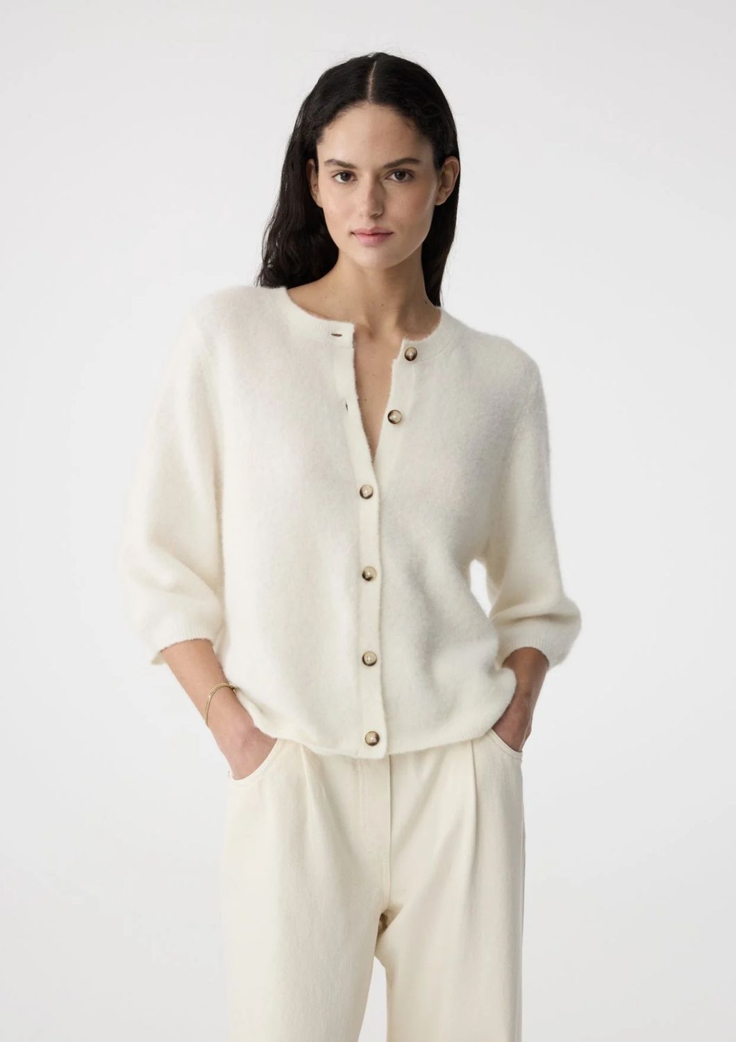 Knit-ted Off White Meg Cardigan