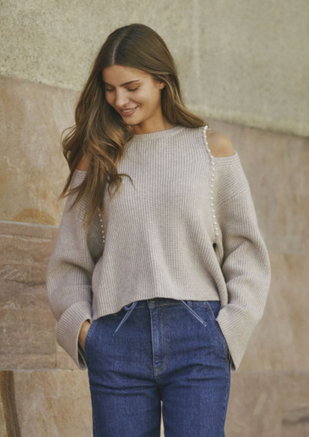 Co'Couture Bone RowanCC Pearl Sleeve Knit