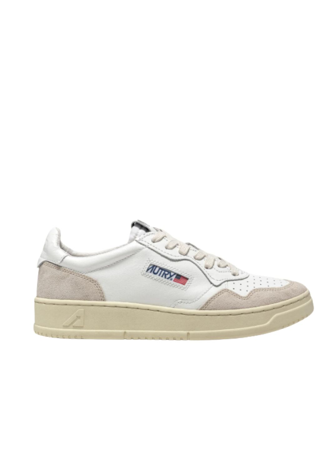 Autry White leather Beige Suede Medalist Low