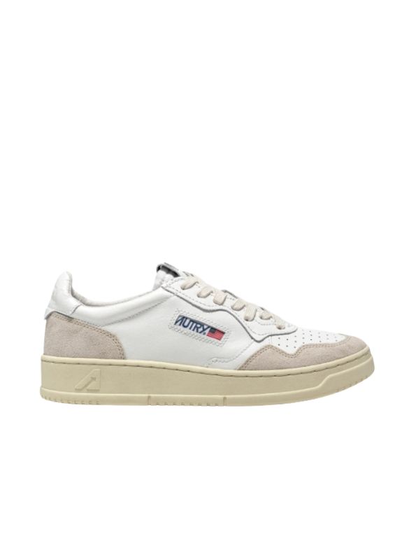 Autry White leather Beige Suede Medalist Low