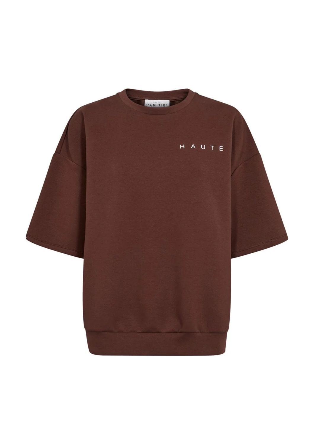 Haute L’Amitié Mocca Maxi split SS logo Sweat