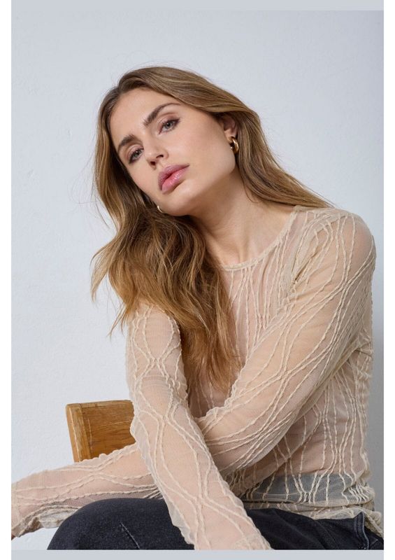 Co'Couture MarcyCC Mesh O-blouse Bone