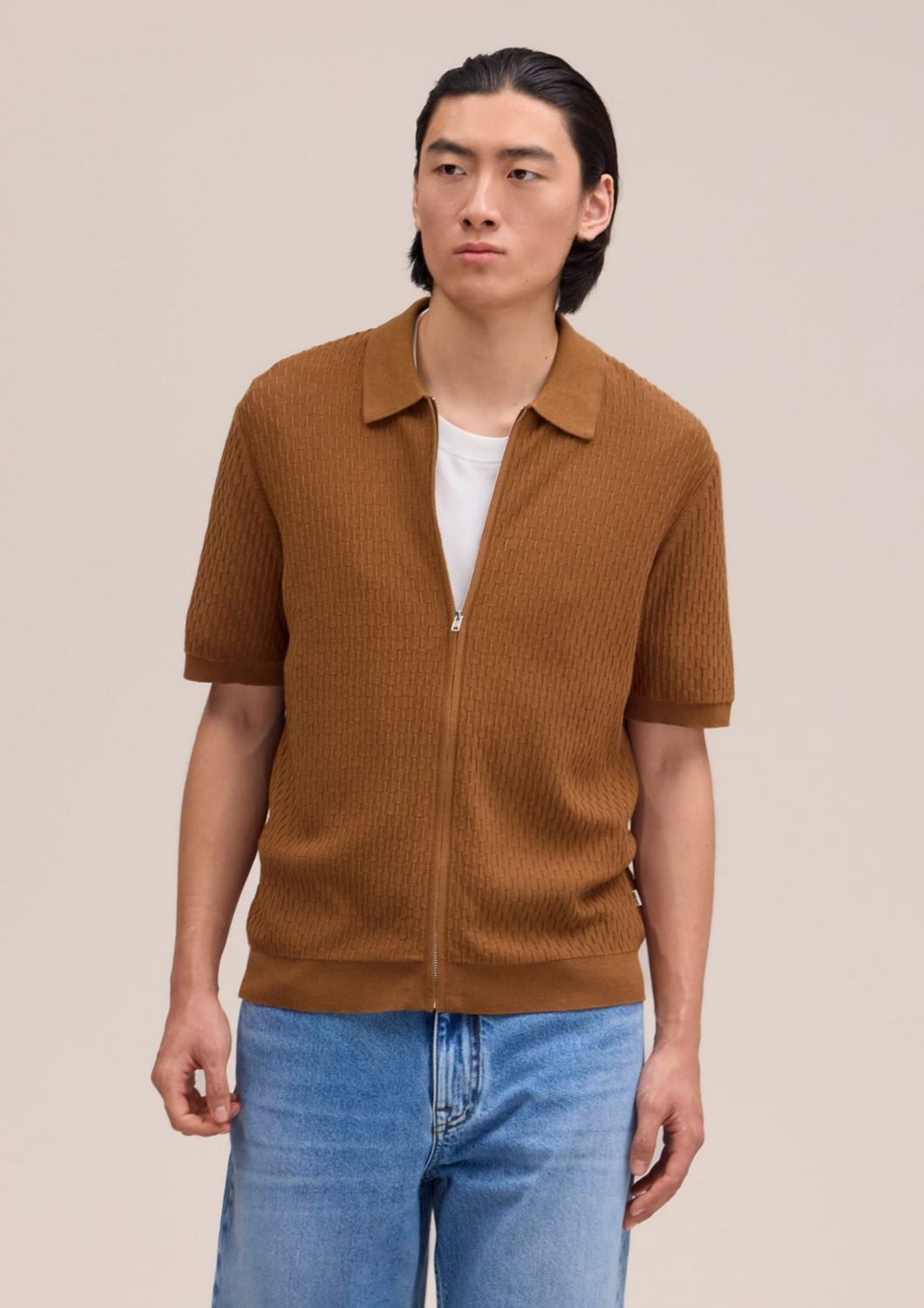 NN07 Gustav Full Zip Cardigan Cinnamon